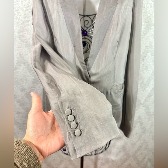 Robert Rodriguez grey 100% silk blazer size 8 - Picture 6 of 9